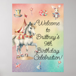 Rainbow Pastel Animals 9. Geburtstagsparty Begrüßu Poster