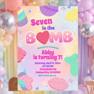 Rainbow Pastel Bath Bomb Birthday Invitation Einladung