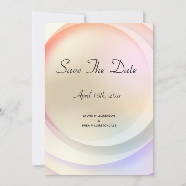 Rainbow Pastel Circular Wedding Save The Date (Vorderseite)