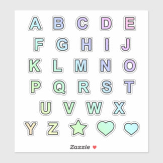 Rainbow Pastel Colors Monogram Letters Alphabet Aufkleber