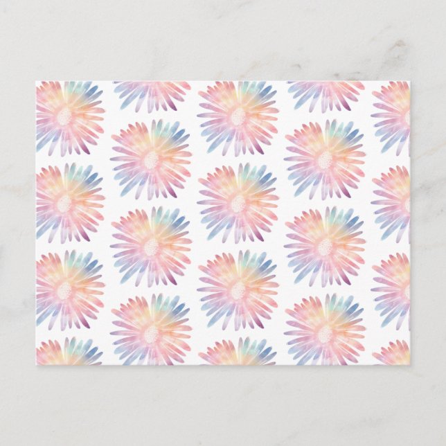 Rainbow Pastel Daisies farbenfrohe Blume Muster Postkarte (Vorderseite)