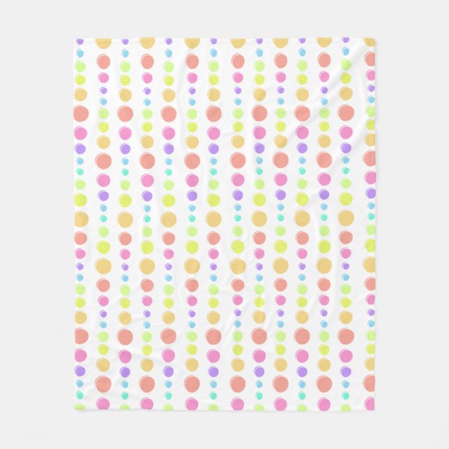 Rainbow Pastel Dots Muster Fleecedecke (Vorderseite)
