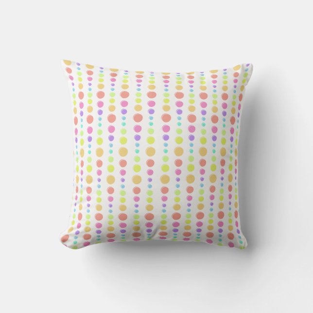 Rainbow Pastel Dots Muster Kissen (Vorderseite)