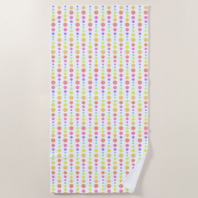 Rainbow Pastel Dots Muster Strandtuch (Vorderseite)