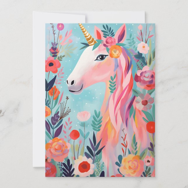 Rainbow Pastel Dream Unicorn Einladung (Vorderseite)