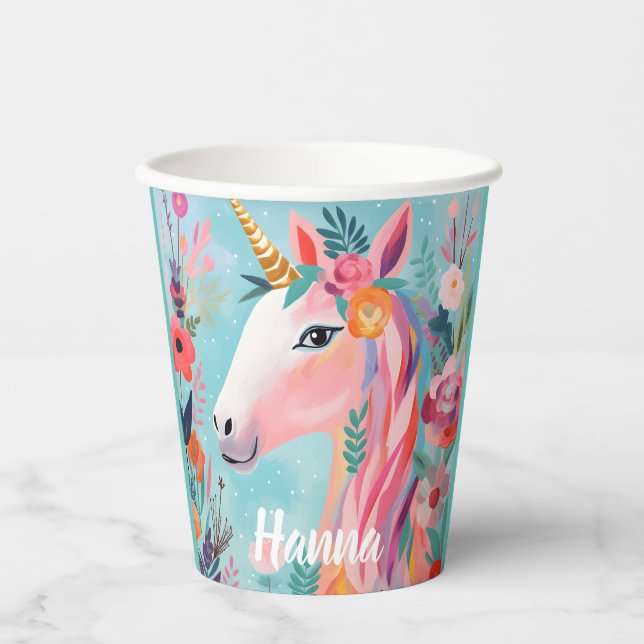 Rainbow Pastel Dream Unicorn Pappbecher (Vorderseite)