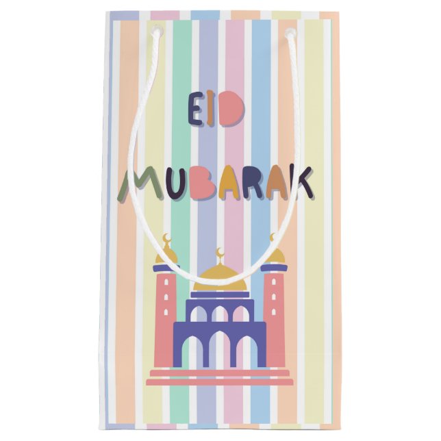 Rainbow Pastel Eid Mubarak Eid Geschenktasche Kleine Geschenktüte (Vorderseite)
