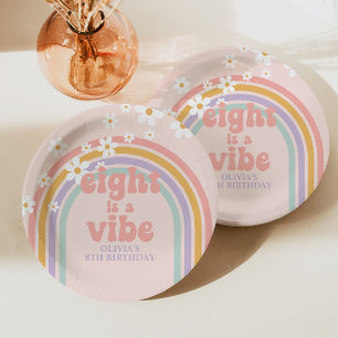Rainbow Pastel Eight ist ein Vibe 8. Geburtstag Pappteller