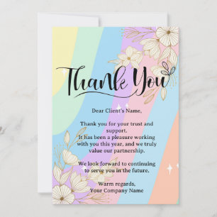 Rainbow Pastel Floral Small Business Apprecivation Dankeskarte