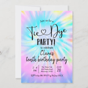 Rainbow Pastel Gefärbte Krawatte Party Geburtstag  Einladung