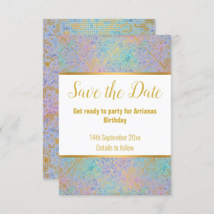 RAINBOW PASTEL GLITZER GOLD-ANTWORT-UAWG RSVP KARTE