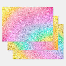 Rainbow Pastel Glitzer Muster Decoupage  Geschenkpapier Set