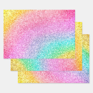 Rainbow Pastel Glitzer Muster Decoupage  Geschenkpapier Set