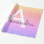 Rainbow Pastel Glitzer und Sparkle Monogram Geschenkpapier<br><div class="desc">Gold,  Lila und rosa Rainbow Pastel Ombre Imitats Glitzer und Sparkle Elegant Geschenkpapier. Dieses Geschenkpapier kann so angepasst werden,  dass es Ihren Anfangs- und Vornamen für ein Geschenkpaket für eine Girl's Baby Duwer,  Brautparty,  Junggeselinnen-Abschied oder Girl's Birthday Party enthält.</div>