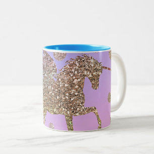 Rainbow Pastel Gold Dots Unicorn Trendy Girls Zweifarbige Tasse