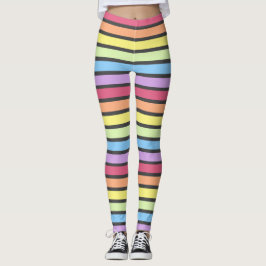 Rainbow Pastel Grau Streifen Leggings
