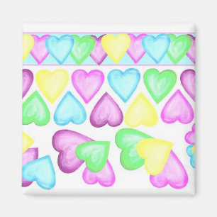 rainbow_pastel Herzen Magnet