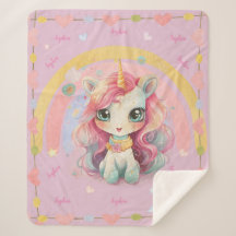 Rainbow Pastel Lilac Kawaii Unicorn mit Namen