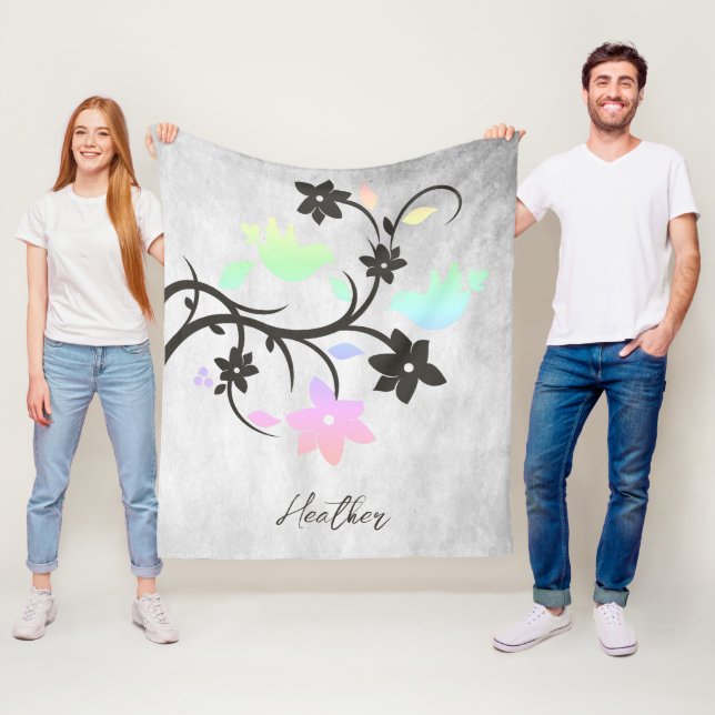 Rainbow Pastel Lovebirds Fleece Blanket (Beispiel)