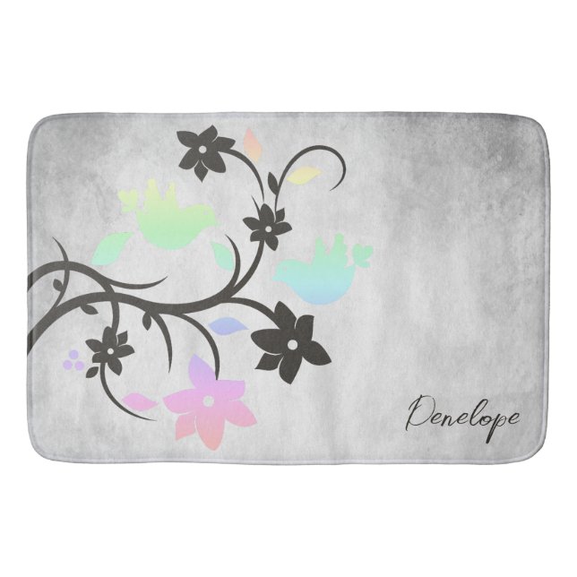 Rainbow Pastel Lovebirds Personalisiert Bath Mat Badematte (Vorderseite)
