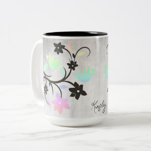 Rainbow Pastel Lovebirds Zwei-Tone-Tasse Zweifarbige Tasse
