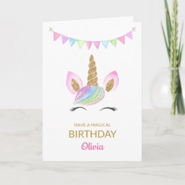 Rainbow Pastel Magical Unicorn Gesicht Geburtstag Karte