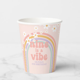 Rainbow Pastel Nine is a Vibe 9. Geburtstag Pappbecher
