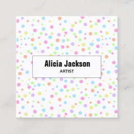 Rainbow Pastel Polka Dots Abstrakt Quadratische Visitenkarte