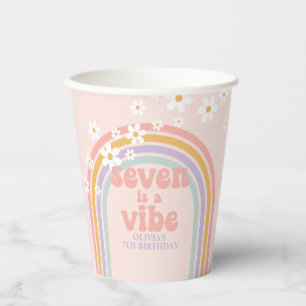 Rainbow Pastel Seven is a Vibe 7. Geburtstag Pappbecher