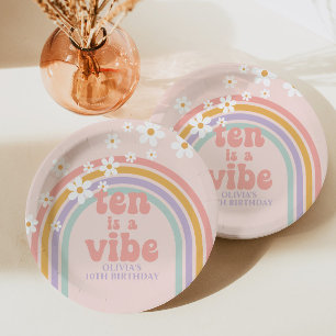 Rainbow Pastel Ten is a Vibe 10. Geburtstag Pappteller