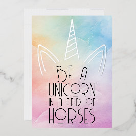 Rainbow Pastel Unicorn Affirmation Folien Feiertagskarte