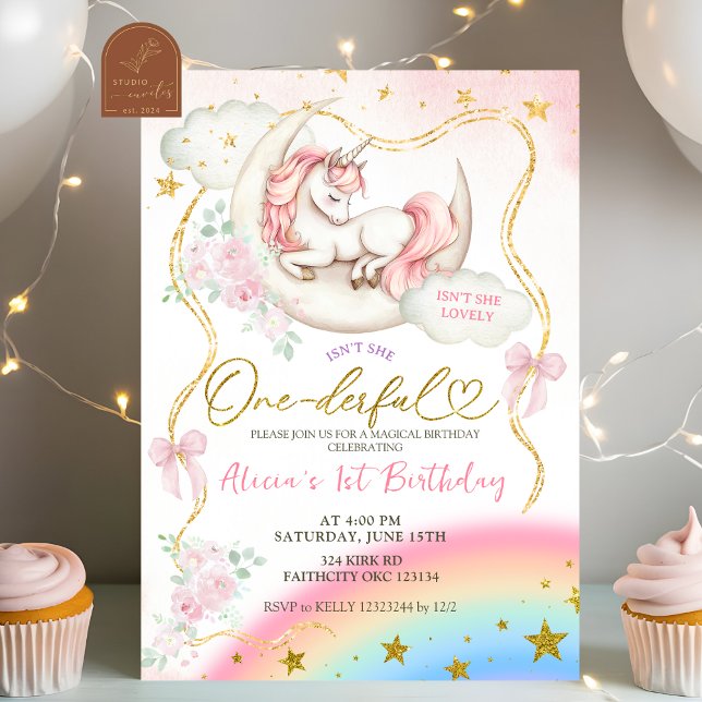 Rainbow Pastel Unicorn Magical Birthday Einladung (Von Creator hochgeladen)