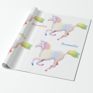 Rainbow Pastel Unicorn Personalisieren Geschenkpapier
