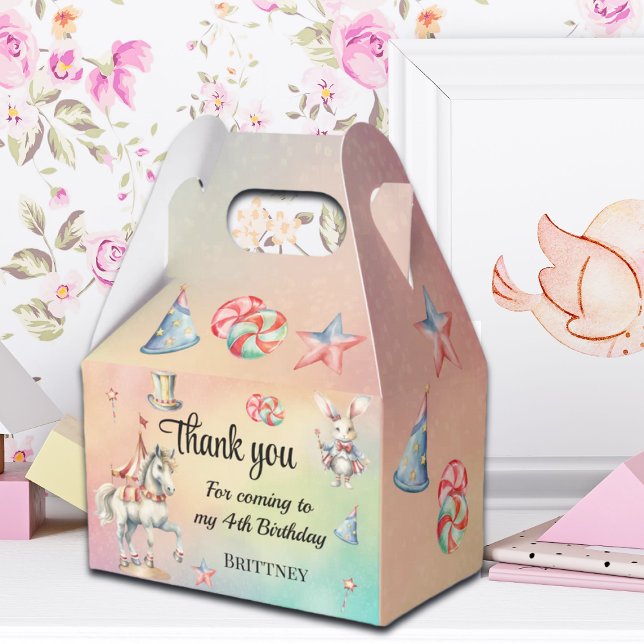 Rainbow Pastel w Animals 4. Geburtstag Geschenkschachtel (Von Creator hochgeladen)