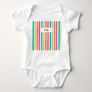 Rainbow Pastellfarben Retro vertikale Streifen Baby Strampler