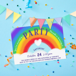 Rainbow Pastels Foto Geburtstagsparty Einladung