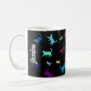 Rainbow Pattern Name Monogram Cats Kaffeetasse