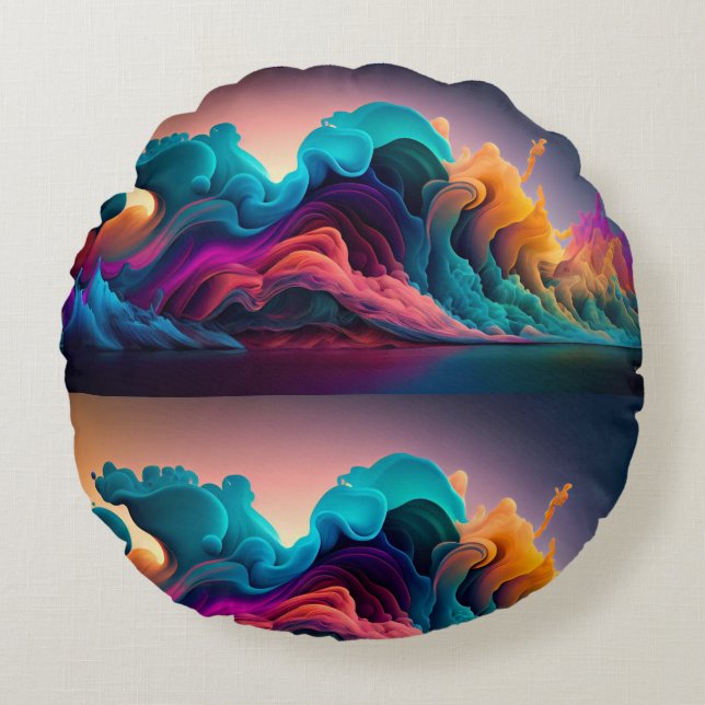 Rainbow Pattern Rundes Kissen (Vorderseite)