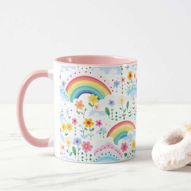Rainbow Pattern Tasse (Mit Donut)