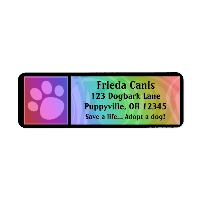 Rainbow Paw Print Address Labels (Vorne)