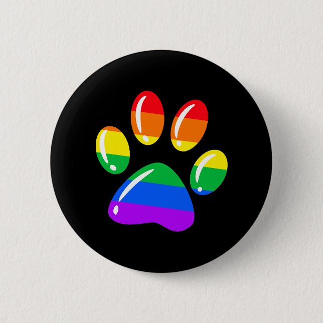 Rainbow Paw Print Dog Paw LGBT Pride LGBT-Unterstü Button (Vorderseite)