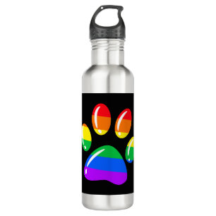 Rainbow Paw Print Dog Paw LGBT Pride LGBT-Unterstü Edelstahlflasche
