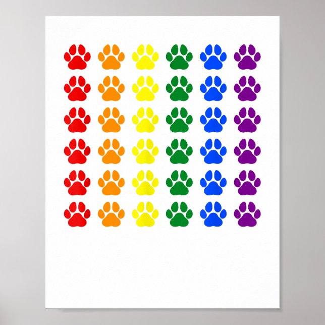 Rainbow Paw Print Dog Paw LGBT Pride LGBT-Unterstü Poster (Vorne)