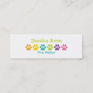 Rainbow Paw Print Dog Walker Mini Visitenkarte
