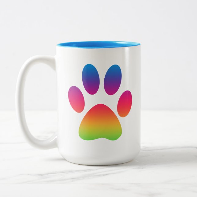 Rainbow Paw Print Tasse (Links)