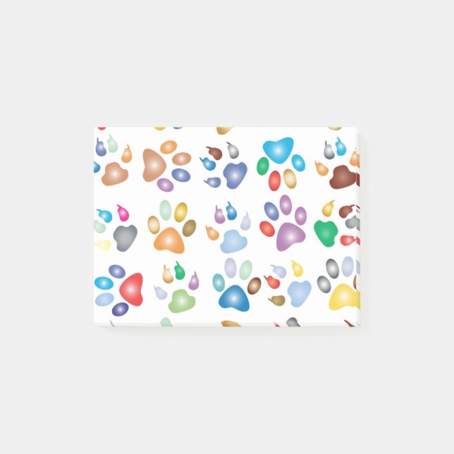 Rainbow Paw Prints Post-it Klebezettel (Vorderseite)