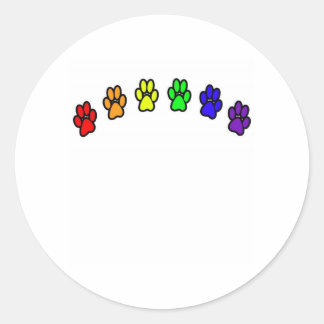 Rainbow Pawprints Runder Aufkleber