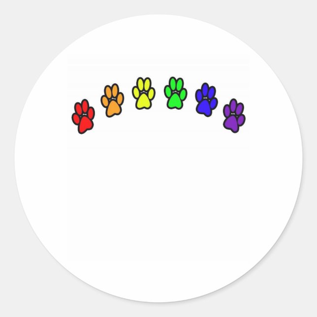 Rainbow Pawprints Runder Aufkleber (Vorderseite)