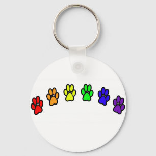 Rainbow Pawprints Schlüsselanhänger