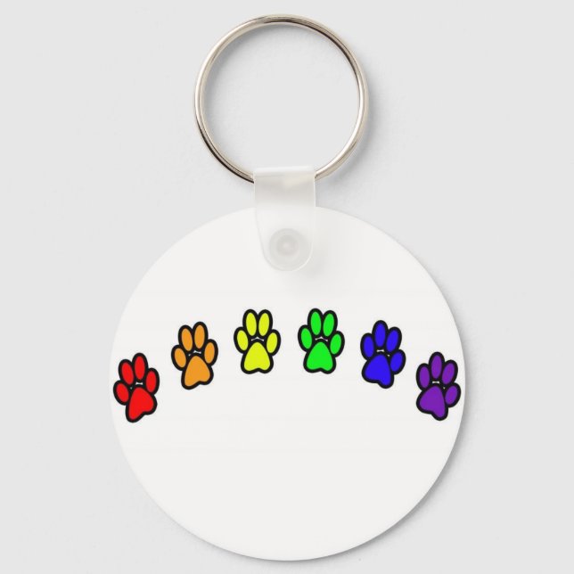 Rainbow Pawprints Schlüsselanhänger (Vorderseite)